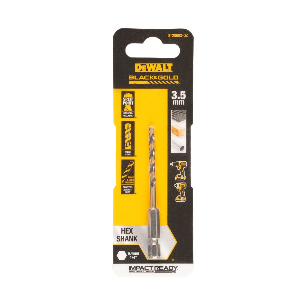 Metal drill bit HEX 1/4, 3.5 mm, DeWALT