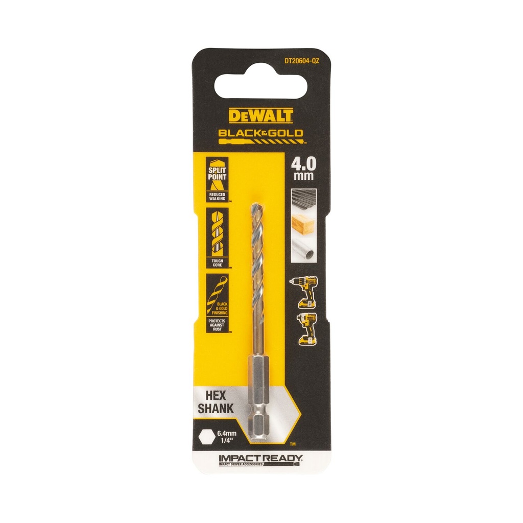 Metāla urbja uzgalis HEX 1/4, 4,0 mm, DeWALT