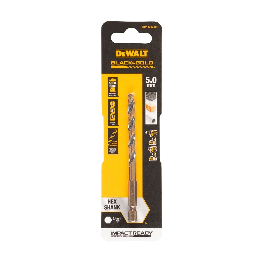Metal drill bit HEX 1/4, 5.0 mm, DeWALT