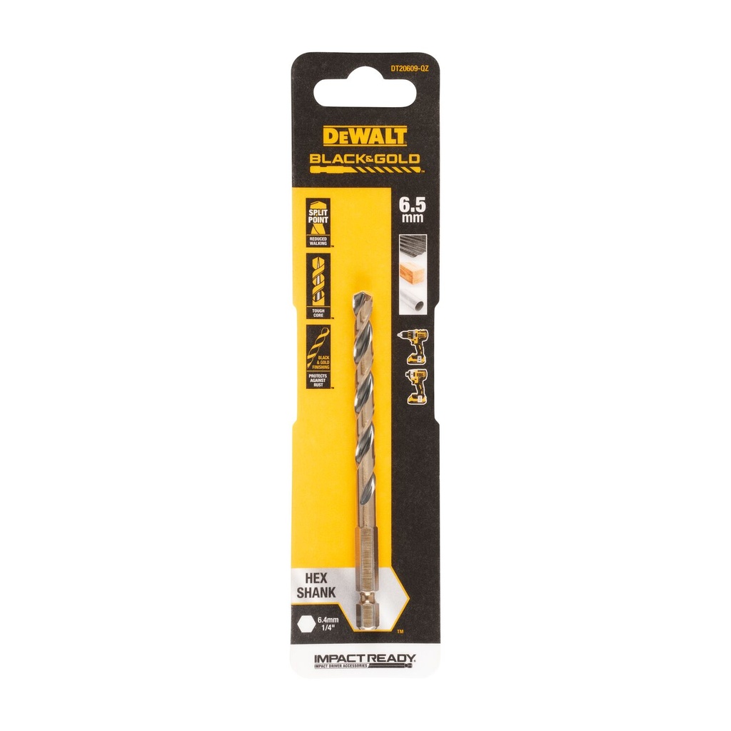 Metal drill bit HEX 1/4, 6.5 mm, DeWALT