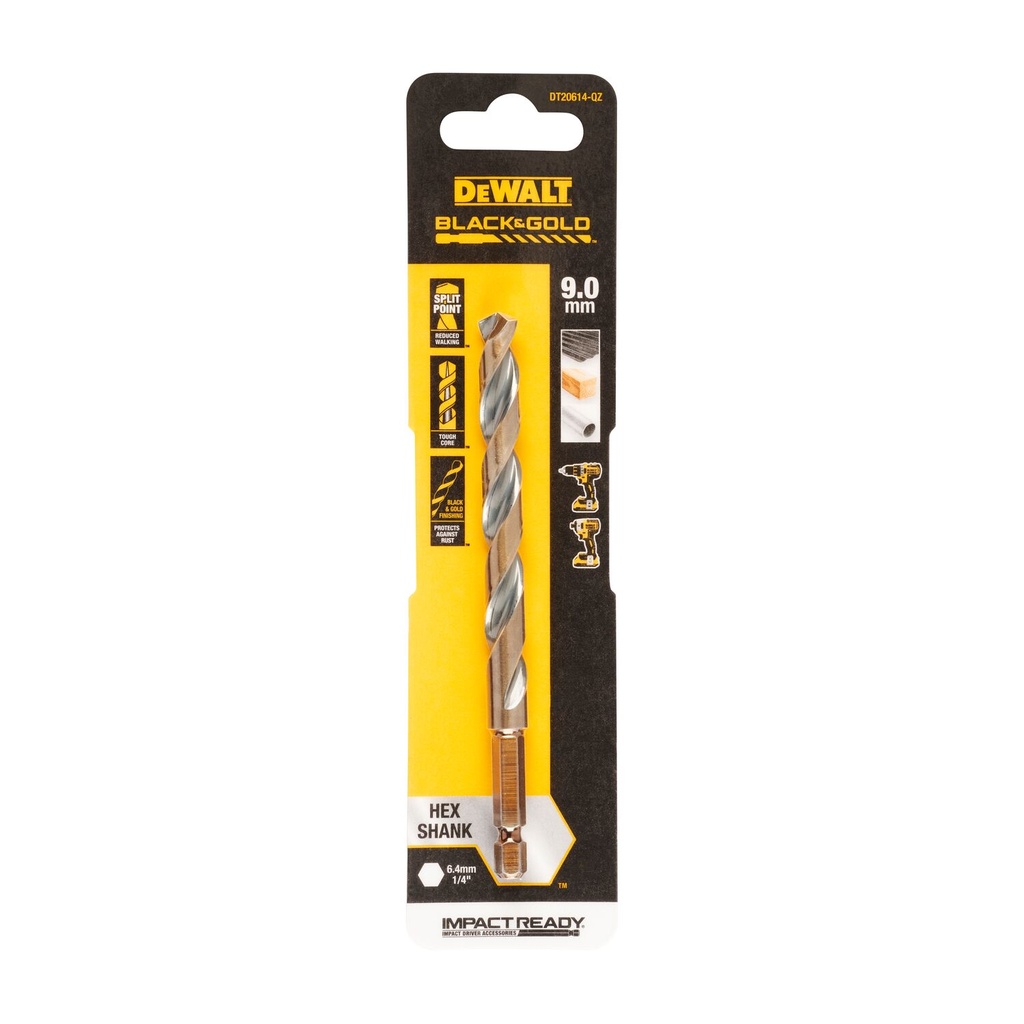 Grąžtas metalui HEX 1/4, 9,0 mm, DeWALT