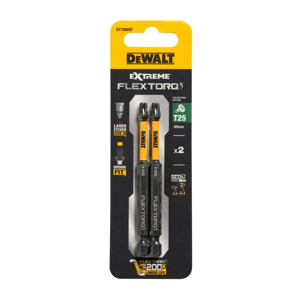 FLEXTORQ otsikud T25 89 mm, DeWALT, 2 tk