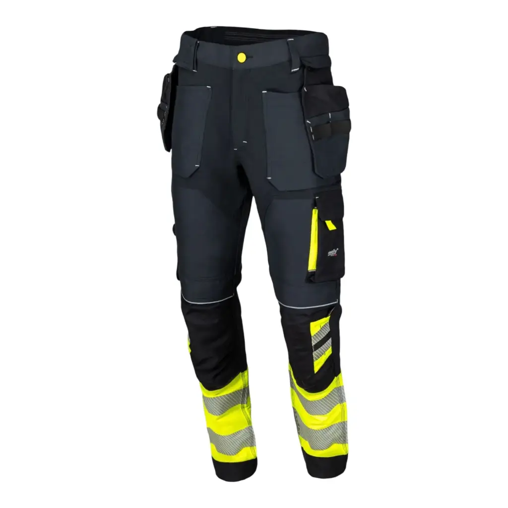 Trousers STRETCH PLUS HI-VIS, grey-yellow, REWELLY (48 size)