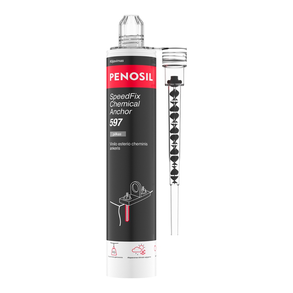 Vinilesterio cheminis ankeris, pilka, SpeedFix Chemical Anchor 597, 300 ml, PENOSIL