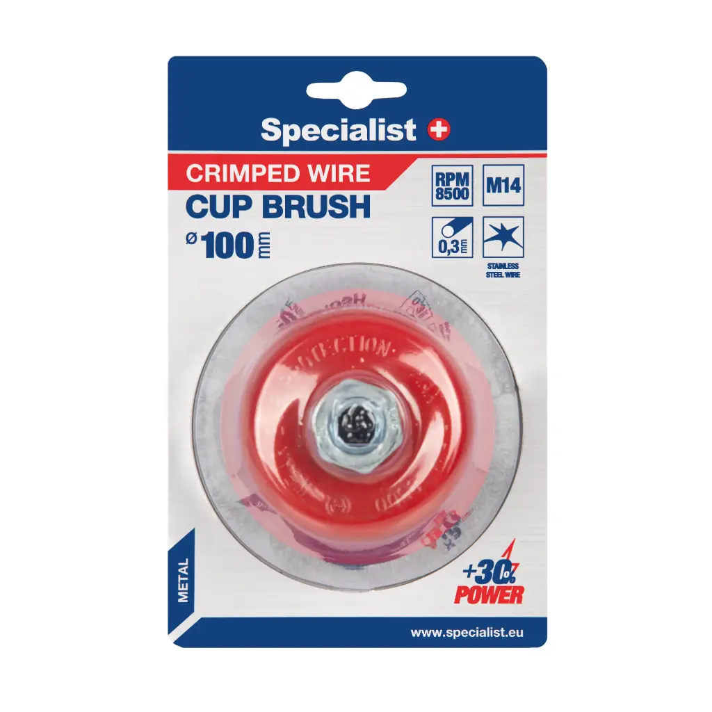 Wire cup brush, straight wire, 100 mm, M14, SPECIALIST+