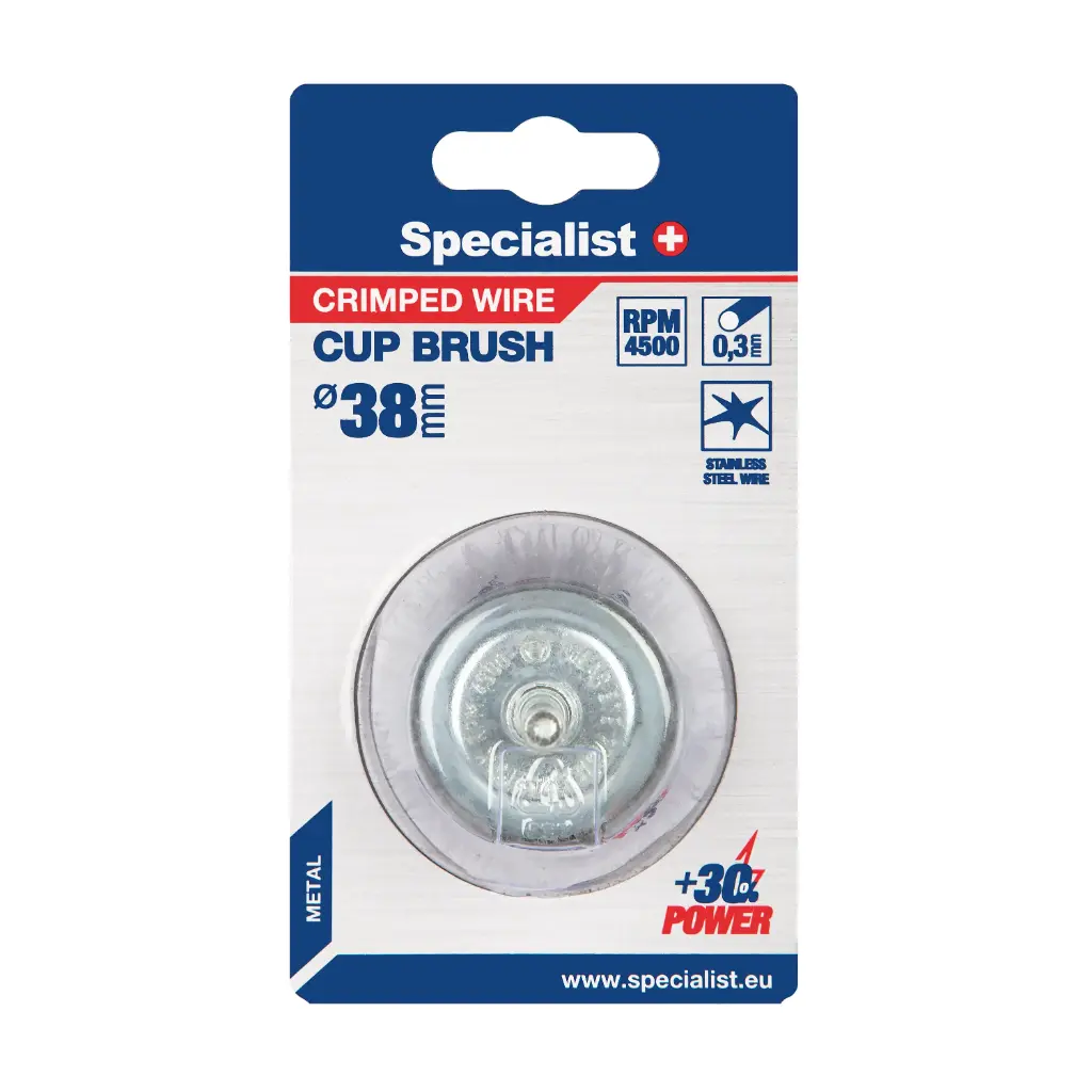 Wire cup brush, straight wire, with shank, 38 mm, SPECIALIST+
