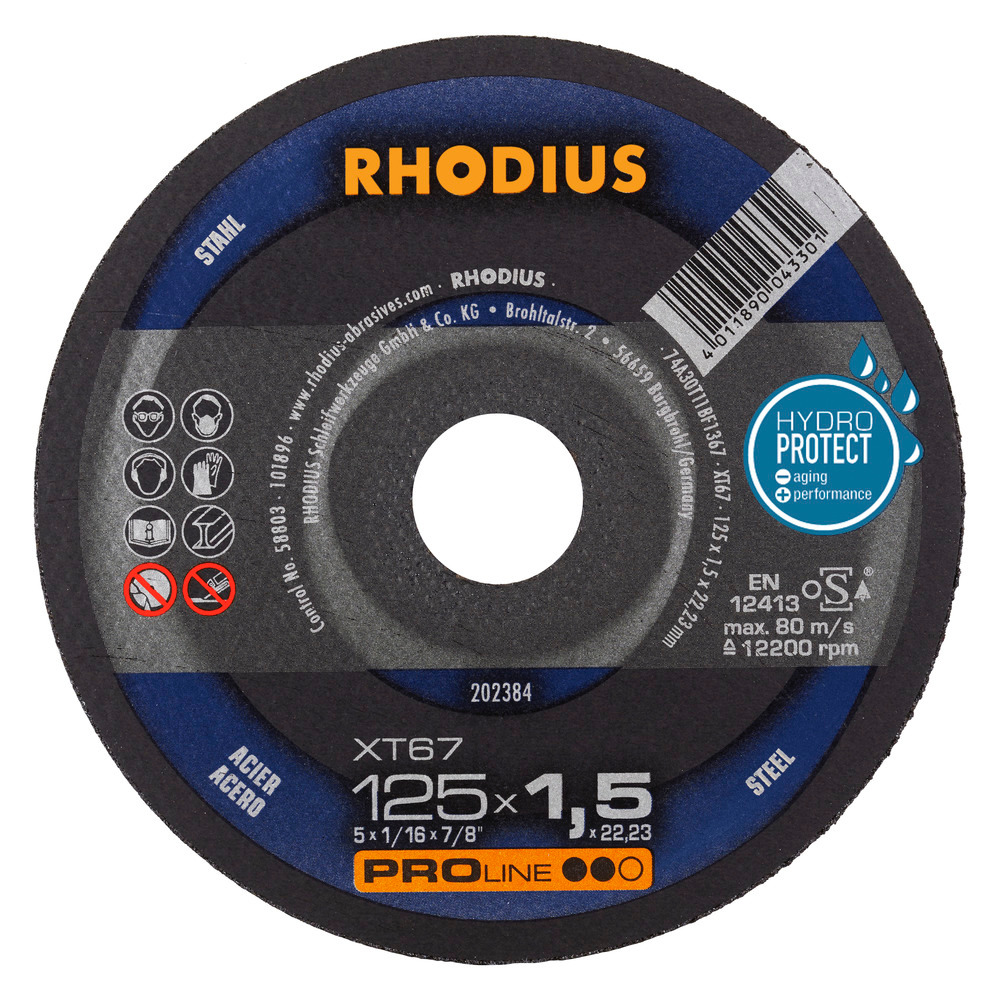 Cutting Disc, XT67, 125x1.5x22.23 mm, RHODIUS