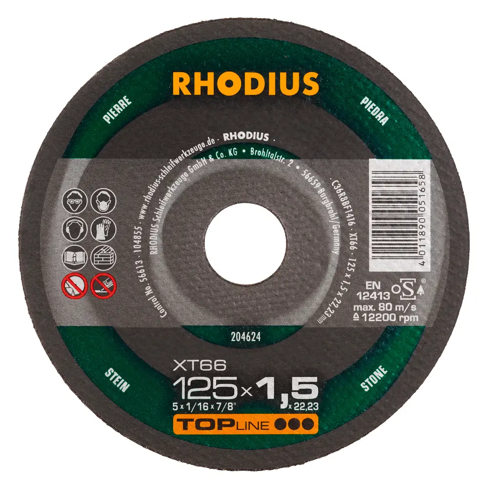 Cutting disc XT66, 125x1.5x22.23 mm, RHODIUS