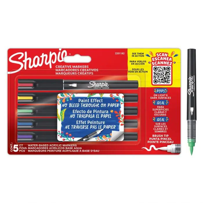 Acrylic creative markers, water-based, 5 pcs, SHARPIE