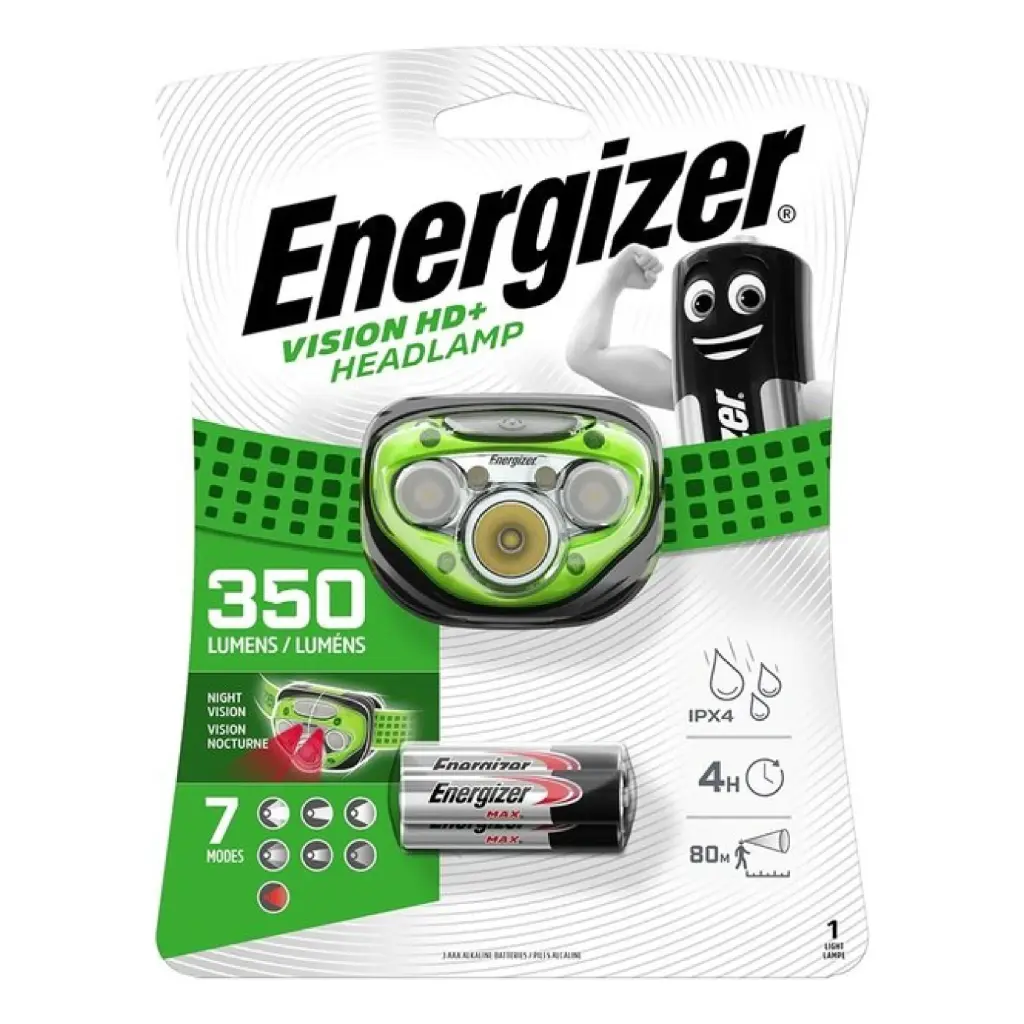 Pealamp, 350lm, 3xAAA, VISION HD+, ENERGIZER