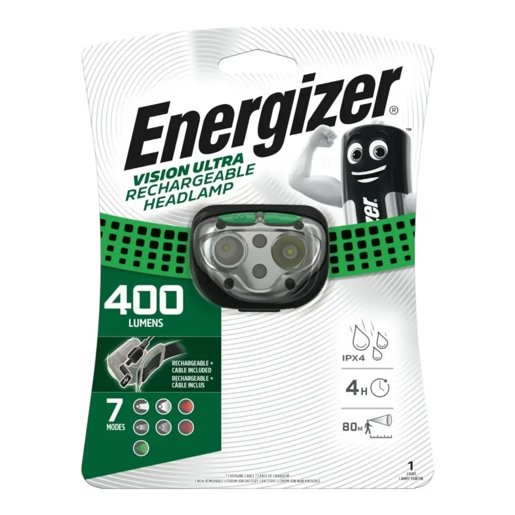 Galvos žibintuvėlis, 400lm, įkraunamas, VISION ULTRA, ENERGIZER