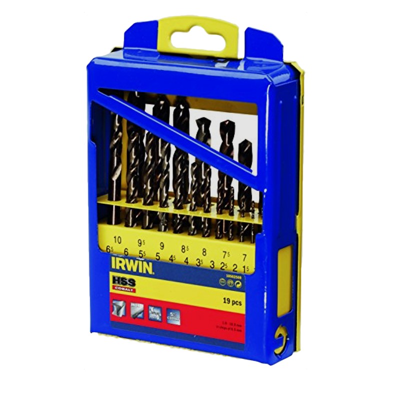 Grąžtų rinkinys HSS Cobalt 1-10 mm 19 vnt