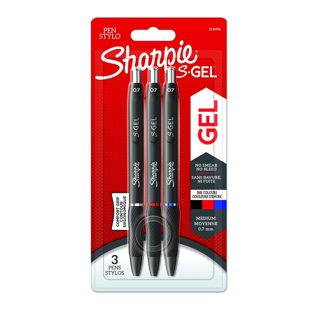 SHARPIE S-GEL 0.7MM STD ASST BL3 PE