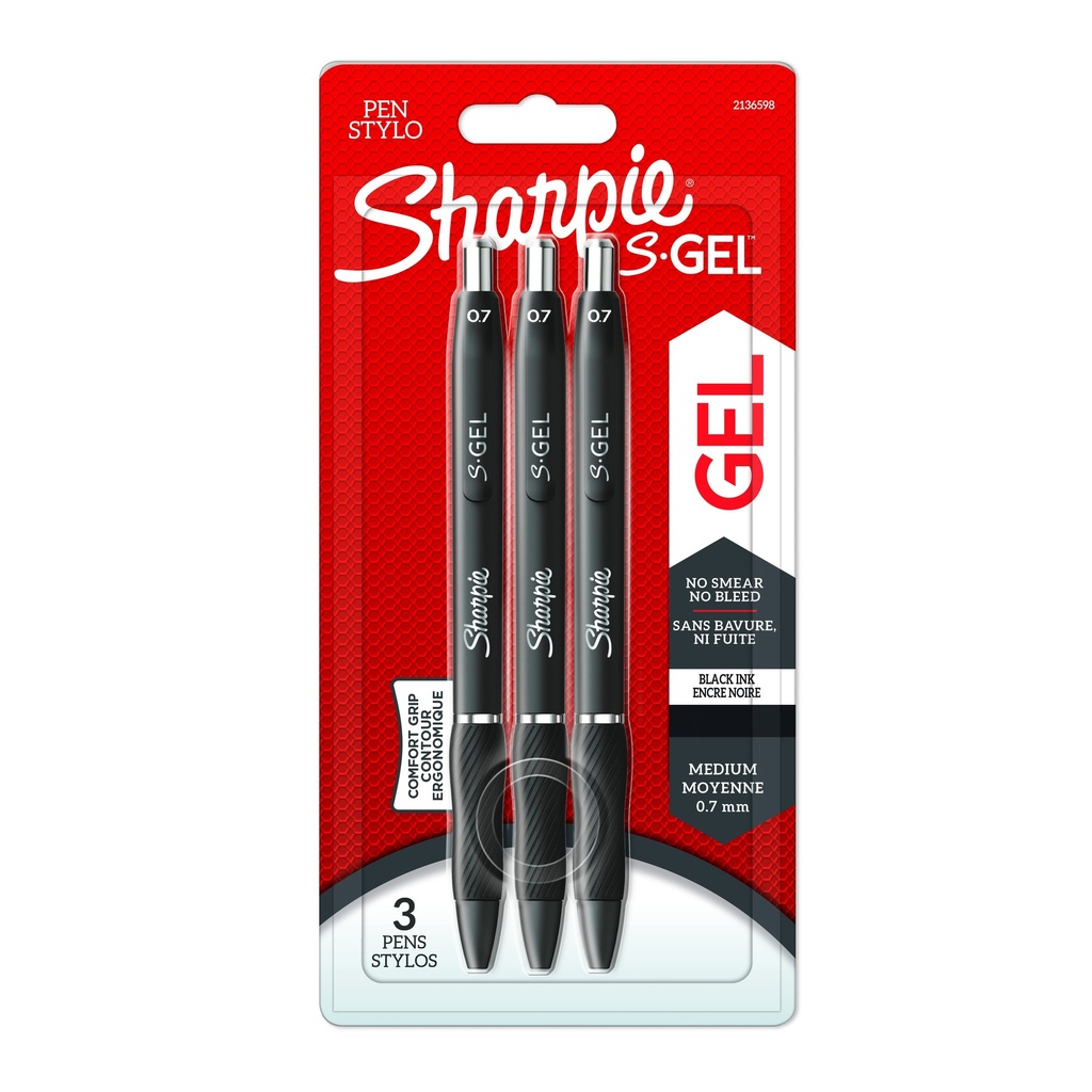 SHARPIE S-GEL 0.7MM BLK BL3 PE