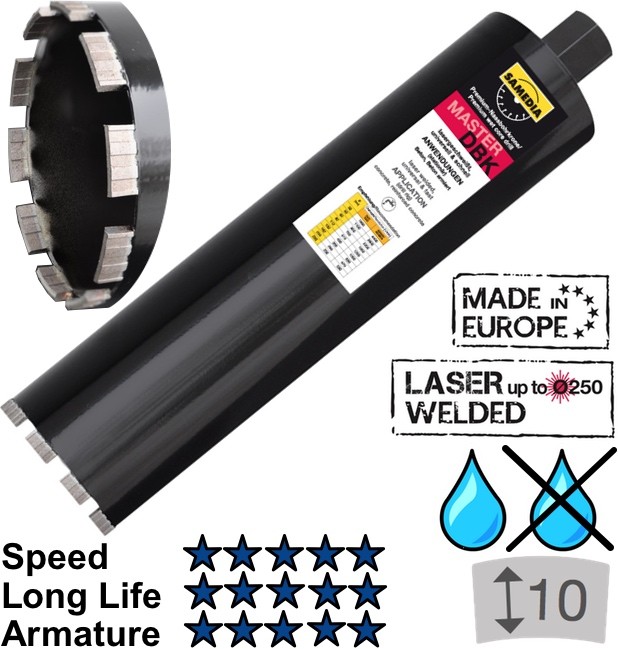 Diamond core drill bit, DBK 102 x 450 mm, SAMEDIA
