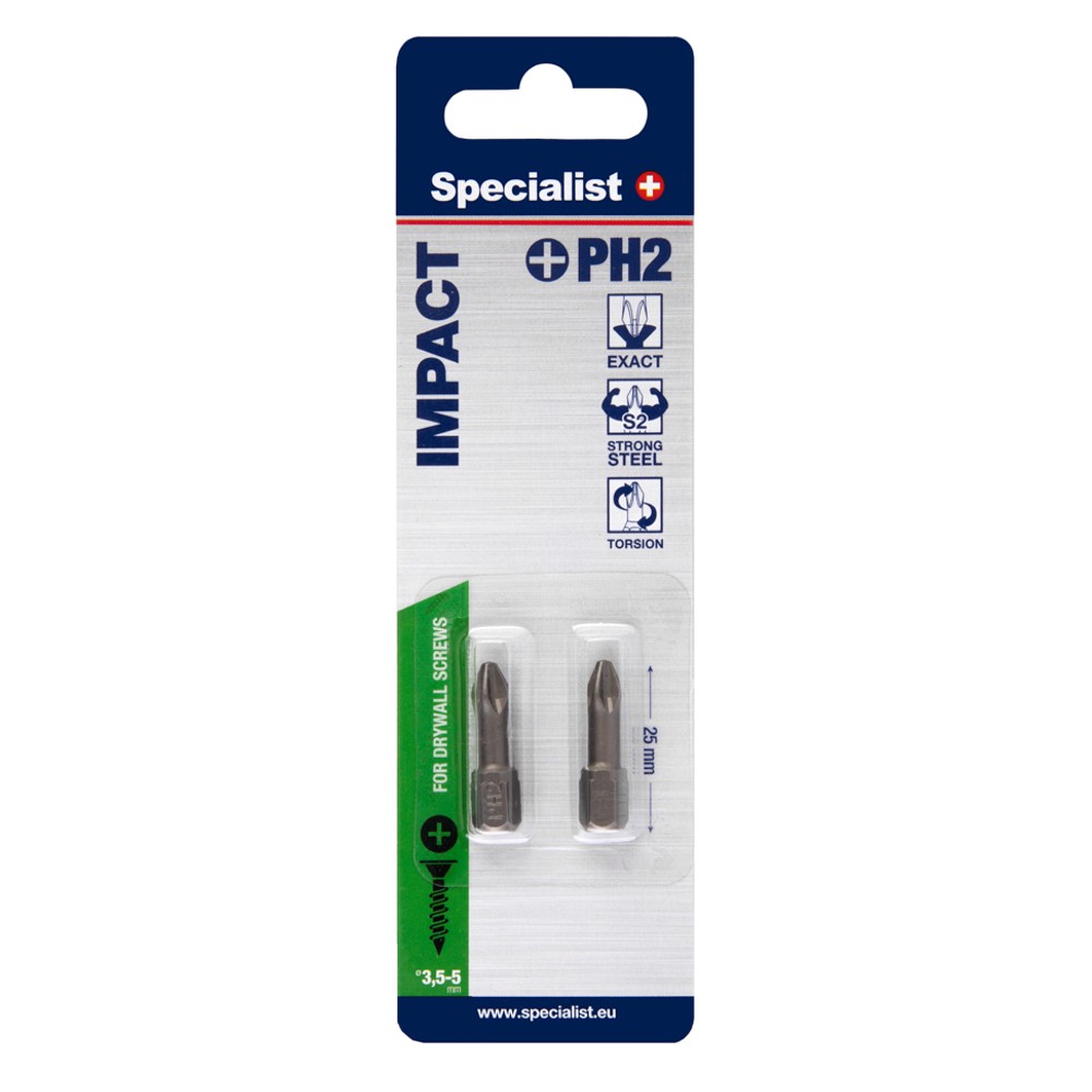 SPECIALIST+ screwdriver bit, PH2, 2 pcs
