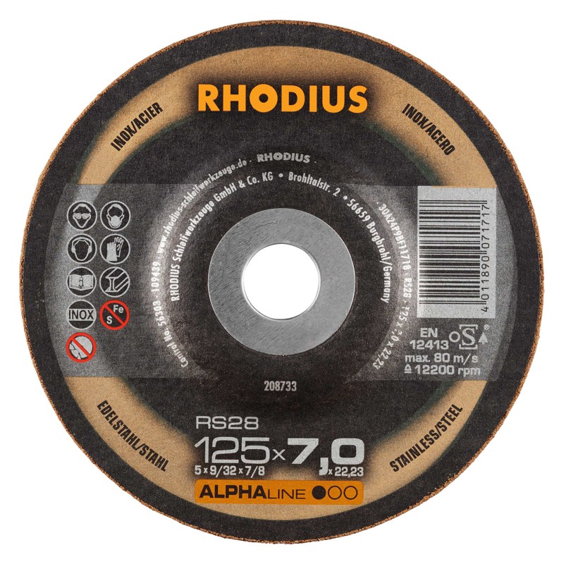 RHODIUS metalli lihvketas, 125x7x22,2 mm