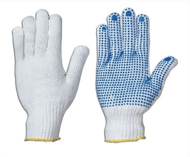 Knitted gloves with PVCblack dots, 10s. (12 pcs.)
