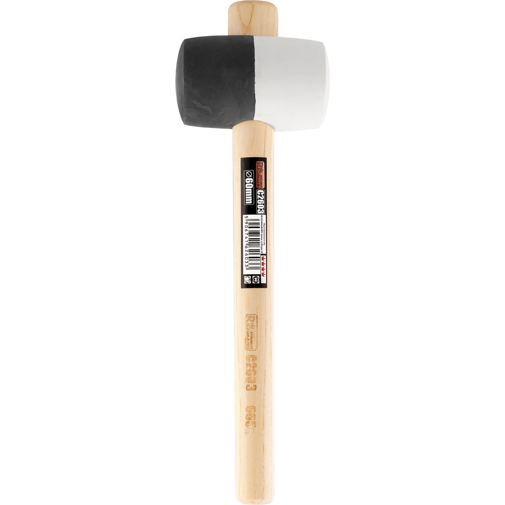 RUBBER MALLET 60MM/16 OZ WOODEN HANDLE