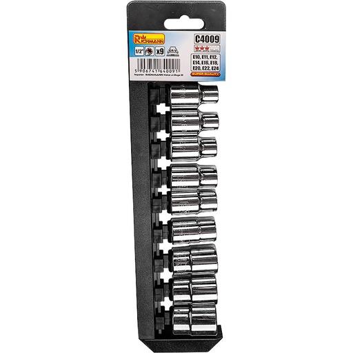 [42-C4009] Torx set of heads E10-E24 1/2"
