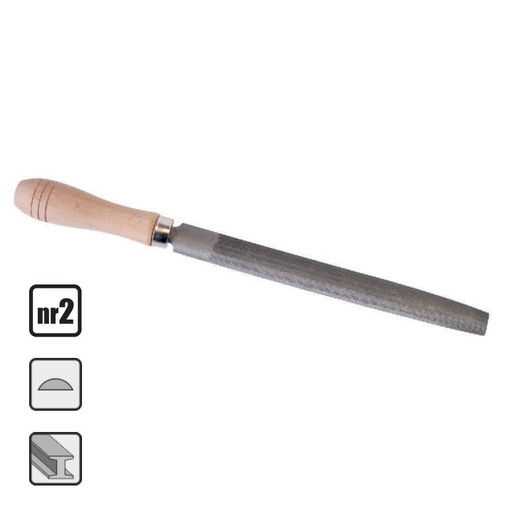 [42-C4944] STEEL FILE 200 MM HALF-ROUND