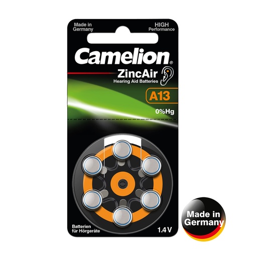 [44/3-173445] Elementai, A13/DA13/ZL13, 1,4V, CAMELION, 6 vnt.