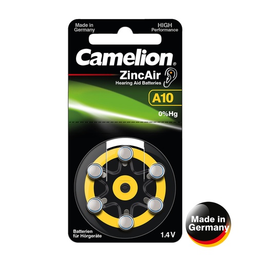 [44/3-173446] Elementai, A10/DA10/ZL10, 1,4V, CAMELION, 6 vnt.