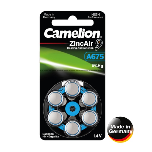 [44/3-173447] Elementi, A675/DA675/ZL675, 1.4V, CAMELION, 6 gab.
