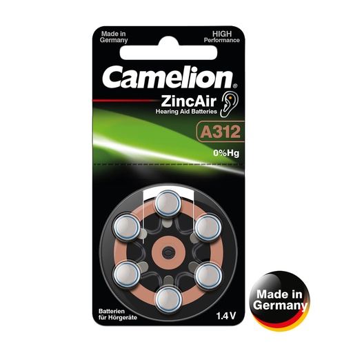 [44/3-173448] Elements, A312/DA312/ZL312, 1.4V, CAMELION, 6 pcs.