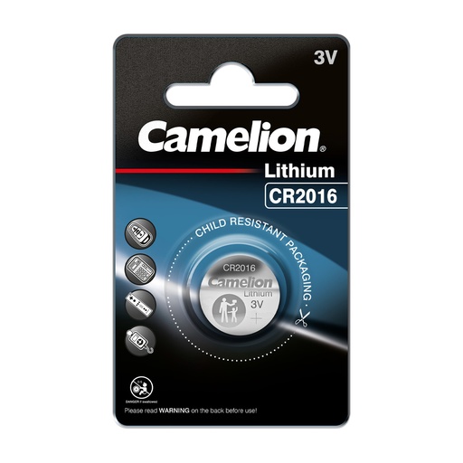 [44/3-CR2016] Mikro ličio elementas CR2016 3V, CAMELION, 1 vnt.