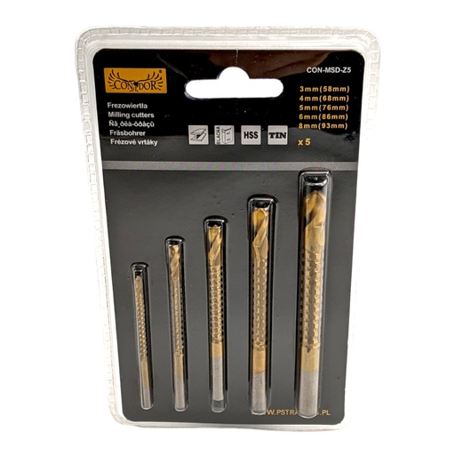 [45-MSDZ5] Frezavimo grąžtai 3-8mm. 5vnt.