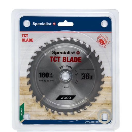 [51/1-16036] SPECIALIST+ TCT blade, 160x36Tx20/16 mm