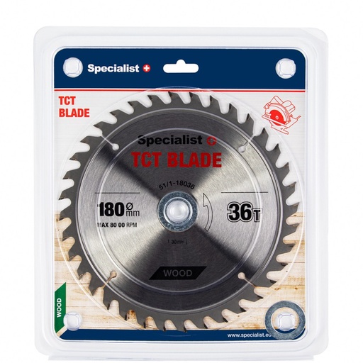 [51/1-18036] SPECIALIST+ TCT blade, 180x36Tx30/20/16 mm