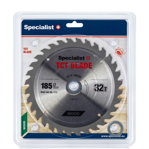 [51/1-18532] SPECIALIST+ griešanas disks, 185 x 32T x 30/20/16 mm