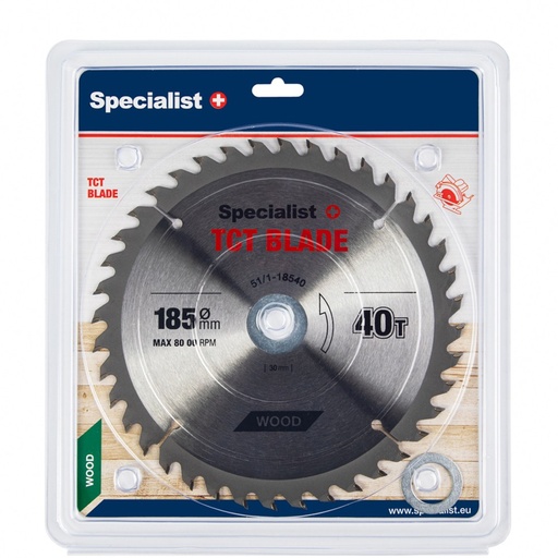 [51/1-18540] SPECIALIST+ griešanas disks, 185 x 40T x 30/20/16 mm