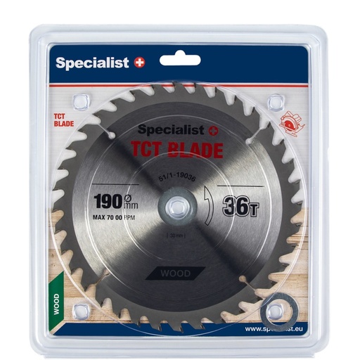 [51/1-19036] SPECIALIST+ griešanas disks, 190 x 36T x 30/20/16 mm
