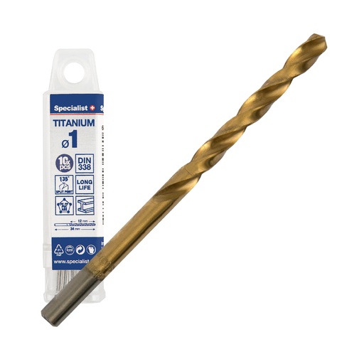 [64/1-0010Q] SPECIALIST+ metalo grąžtas TITAN, 1 mm, 10 vnt.