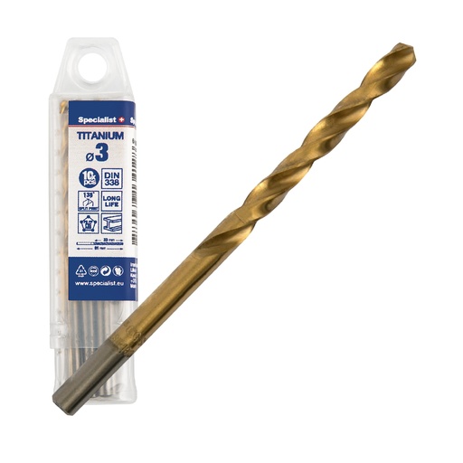 [64/1-0030Q] SPECIALIST+ metalo grąžtas TITAN, 3 mm, 10 vnt.