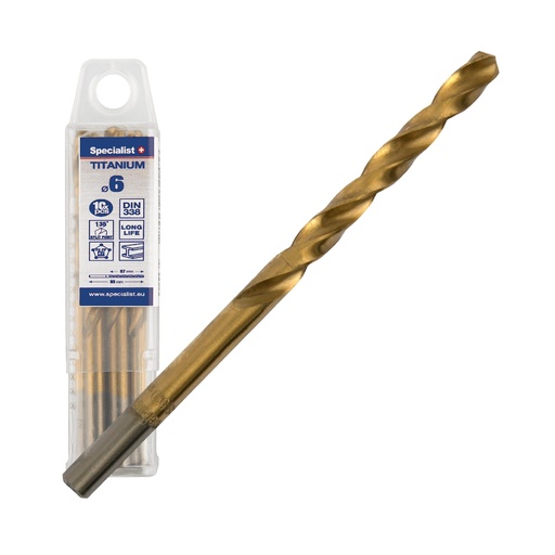 [64/1-0060Q] SPECIALIST+ metalo grąžtas TITAN, 6 mm, 10 vnt.