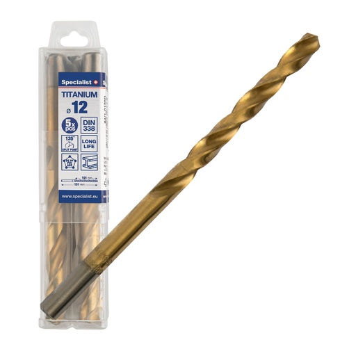 [64/1-0120Q] SPECIALIST+ metalo grąžtas TITAN, 12 mm, 5 vnt.