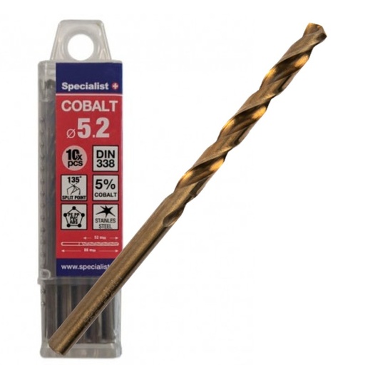 [64/2-0052Q] SPECIALIST+ metal drill bit COBALT, 5,2 mm, 10 pcs