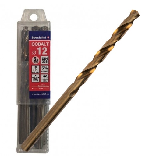 [64/2-0120Q] SPECIALIST+ metalo grąžtas COBALT, 12 mm, 5 vnt.