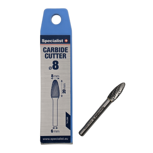 [64/9-0804] SPECIALIST+ carbide rotary burr, FLH 8x20x6 mm