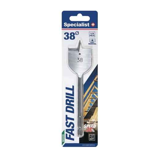 [69/1-380] SPECIALIST+ flat drill bit, 38 mm