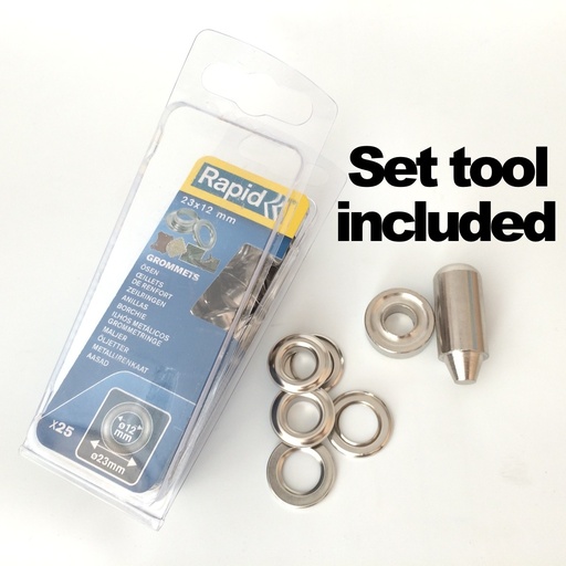 [78-GRO23] Grommets 12*23mm + set Tools 25pcs.