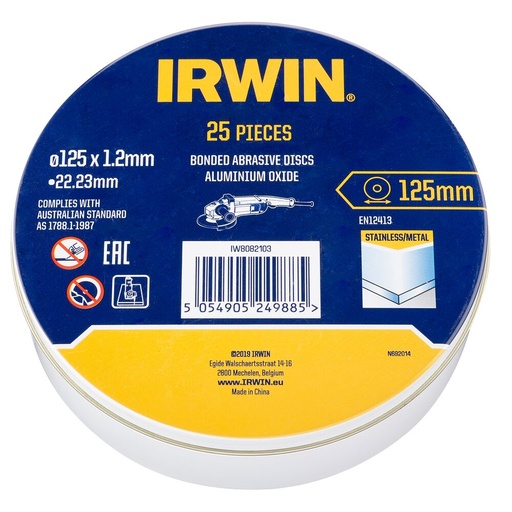 [01-82103] Metal Cut Off Disc 125x1.2x22.2, 25 Pack