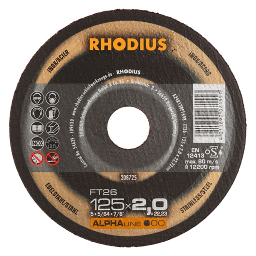 [250-208726] Cutting disk Rhodius FT26 180x2x22,23 mm