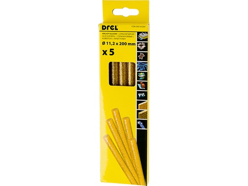 [45-61204] Karstās līmes nūjiņas 11,2 mm x 200 mm,  ar spīdumiem, zelta krāsā, 5 gab.