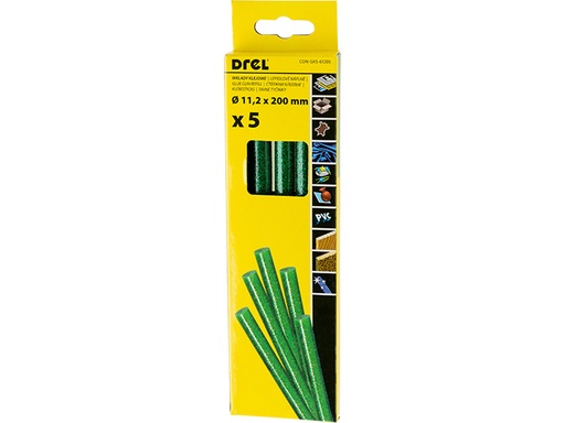 [45-61205] Kuumliimipulgad 11,2 mm x 200 mm, roheline, glitteriga, 5 tk.