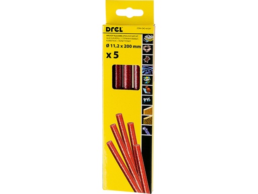 [45-61207] Karstās līmes nūjiņas 11,2 mm x 200 mm, sarkanas, spīdīgas, 5 gab.
